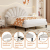Double Bed 135x190 cm Velvet Upholstered Platform Bed Frame with Headboard Beige