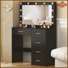 Large LED Light Mirror Dressing Table Set with 5 Drawers Vanity Make up Desk UK