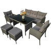 7-Seater Rattan Furniture Set with Table Armchairs Stools Garden Outdoor Patio