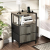 Modern 2 Drawers Bedside Table with Power Supply Nightstand Bedroom Furniture UK