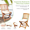 Outdoor Acacia Wood Chair and Table Set With Padded Cushion