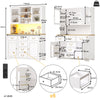 Kitchen Tall Storage Cabinet w/ LED Lights, Countertop, 6 Drawers & Glass Doors