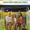 3 Seater Swing Bench Chair Garden Outdoor Lounge Hanging Metal Canopy Black
