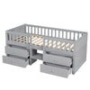 3ft Single Wooden Bed with Storage Drawers Children's Toddler Mid Sleeper, Grey