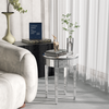 Modern Glass Mirrored Round Coffee Table Accent Side Table Italian Silver Tables
