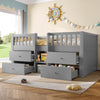3ft Single Wooden Bed with Storage Drawers Children's Toddler Mid Sleeper, Grey