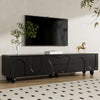 Minimalist Black TV Cabinet 180cm with Doors, Storage Drawers & Solid Wood Legs