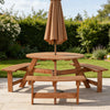 Picnic Table Set With 6 Seater BBQ Beach Bench Outdoor Deck Wooden Round Brown