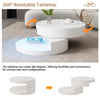 LED Coffee Table w/ Rotating Top, White, 70x70x35.5cm for Living Room, Office