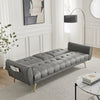 Sofa Bed 3 Seater Faux Leather Click Clack Couch Cup Holders Grey Cream Black
