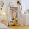 Open Wardrobe Clothes Rail Bedroom Clothes Storage Rod Shelves White