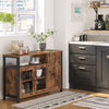 Stylish Sideboard with Adjustable Shelves, Rustic Brown and Ink Black Finish