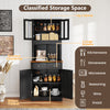 Kitchen Pantry Cabinet Freestanding Buffet Cupboard W/Adjustable Shelf-Black