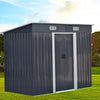Large 4x8FT Garden Metal Shed Outdoor Tools Bike Storage House With Free Base