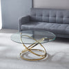 90cm Round Tempered Glass Coffee Table with Gold Chrome Leg for Living Room