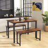 3-Piece Dining Table Set Industrial Breakfast Kitchen Table Set-Coffee
