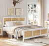 Double Metal Bed Frame Strong with Rattan Headboard & Under Bed Storage