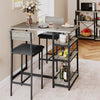 3-Piece Bar Table Set w/ Storage Shelf and 2 Stool Chair for Dining Room Kitchen