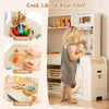 Corner Kitchen Playset Wooden Kids Pretend Play Kitchen w/Fridge-Beige