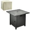Square Propane Fire Pit Table 40000 BTU Gas Firepit w/ Rain Cover & Lava Rocks