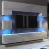 TV Unit Cabinet Wall Unit Cupboard Grey Gloss Living Room Storage TV Set 240cm