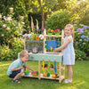 Mud Kitchen with Stove, Faucet, Storage Shelves, Flower Pots, Accessories, Blue