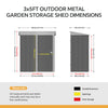 5x3ft Metal Galvanized Garden Shed Waterproof Outdoor Tools Storage Small House