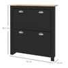 2 Drawer Shoe Cabinet Narrow Shoe Cupboard with Flip Doors, Black