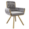 4 PCS ROTATABLE DINING CHAIRS VELVET PADDED METAL LEGS KITCHEN SWIVEL CHAIR GREY