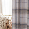 Warrington Tartan Checked Ring Top Eyelet Blackout Lined Curtain In Grey Or Red