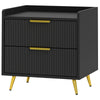 Bedside Table with 2 Drawers for Bedroom, Living Room, Black