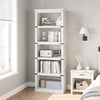 5 Tier Farmhouse Bookcase,Wooden Open Bookshelf Display Storage,Gray/Brown/White