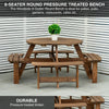 Woodside 8 Seater Round Outdoor Pressure Treated Pub Bench/Garden Picnic Table