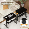 Folding Desk with Storage Shelf Rolling Desk on Wheels Foldable Computer Table