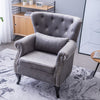 Chesterfield Accent Chair Wingback Armchair with Wood Frame for Living Room Grey