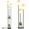 Floor Lamp with Shelf Standing Light Lamp 3 Linen Lampshade Bedroom Living Room