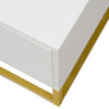 Modern White TV Stand Cabinet Storage Unit w/ 4 Soft-Close Doors, Gold Handles