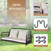 2 Person Outdoor Hanging Swing with Cushions Wicker Porch Chair White