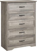 31.5In Tall 5 Drawers Farmhouse Wooden Dresser with Metal Handles, Modern Chest