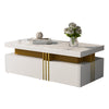 Coffee Table with Drawers Storage White Wooden Centre Table for Living Room