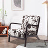 Black and White Spots Velvet Upholstered Armchair Modern Wooden Frame Tub Chair