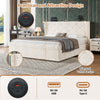 Double Bed Storage Bed Frame w/ Diamond Tufted Headboard, USB-C Charging, Beige
