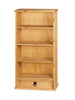 Corona DVD Rack 1 Drawer Bookcase Storage - Mexican Solid Pine, Waxed Distressed