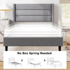 Modern Slatted Bed Single Bed Frame with Wingback Headboard-Grey