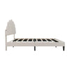 DOUBLE BED 135X190 CM VELVET UPHOLSTERED PLATFORM BED FRAME WITH HEADBOARD BEIGE