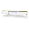 TV Stand 180cm White Gloss w/ Drawers & LED Lighting Compartment for Living Room