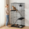 3-Tier Large Cat Cage Indoor, Detachable Metal Wire Kennel with Hammock