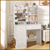 White Dressing Table Vanity Makeup Desk with LED Mirror 5 Drawers & Open Shelves