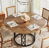 Dining Table Round Wood Top Metal Base Farmhouse Industrial Kitchen Dining Room