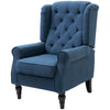 Retro Accent Chair Wingback Armchair with Wood Frame for Living Room Dark Grey